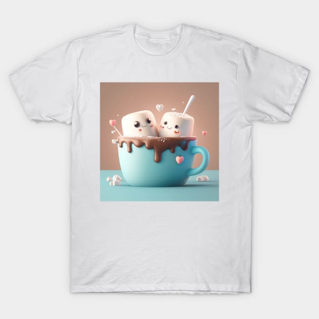 Cute Marshmallow Buddies in Hot Cocoa T-Shirt by BeachBumPics